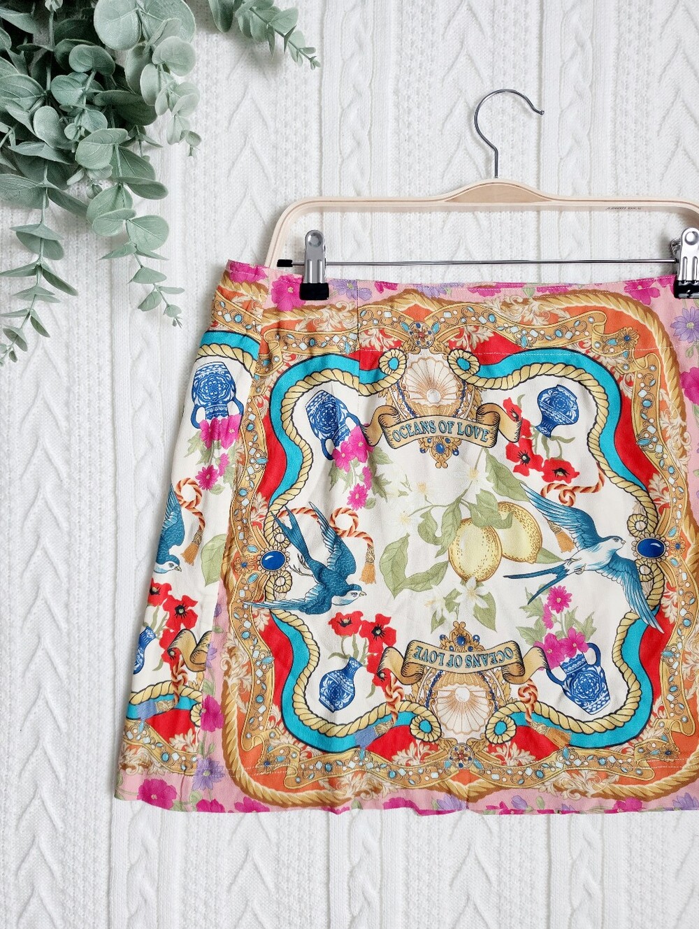 Spell & The Gypsy Maddalena Wrap Skirt Mosaic Button Tie Side Lined Mini XXL - Picture 4 of 15